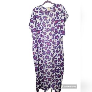 NWT Peace Love Cake USA Leopard Pink Duster Sz. M